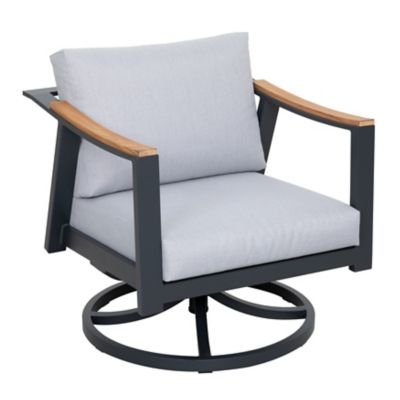Image showing  Outdoor 2 pc. Swivel Rocking Chairs with 4 in. Gray Zippered Cushions