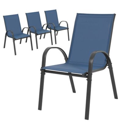 Image showing  Patio 4-Piece Textilene Dining Chairs with Armrests and Stackable Design