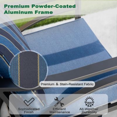 Image showing  Patio Time 2-Piece Swivel Rocking Sofa Chairs, 5.2 in.Cushions, Blue Stripe