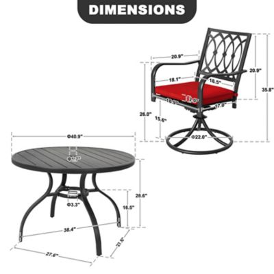 Image showing 5 th Nuu Garden 5 pc. Metal Outdoor Dining Set with Umbrella Hole and 4 Swivel Chairs