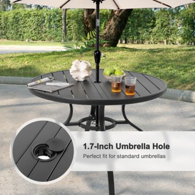 Image showing  Outdoor 5-Piece Metal Patio Dining Set with Umbrella Hole, Stackable Chairs
