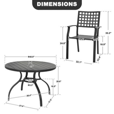 Image showing 5 th Nuu Garden Outdoor 5-Piece Metal Patio Dining Set with Umbrella Hole, Stackable Chairs