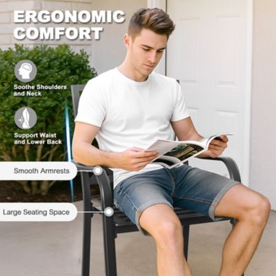 Image showing  5 pc. Metal Outdoor Dining Set with Umbrella Hole, 4 Stackable Chairs