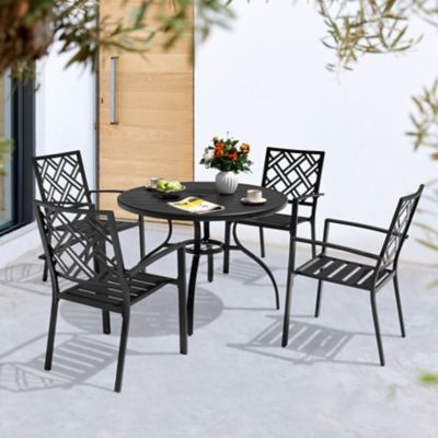 Nuu Garden 5 pc. Metal Patio Dining Set with Umbrella Hole, Stackable Design