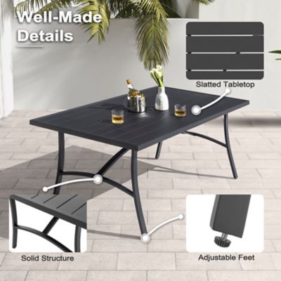 Image showing  7 pc. Aluminum and Textilene Rope Patio Dining Set with Umbrella Hole