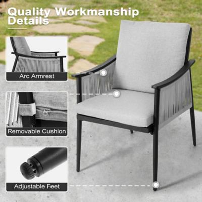 Image showing  7 pc. Aluminum and Textilene Rope Patio Dining Set with Umbrella Hole