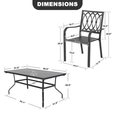 Image showing 5 th Nuu Garden 7-Piece Metal Outdoor Dining Set with Umbrella Hole and 6 Stackable Chairs