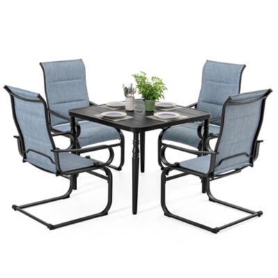 Image showing  Patio Padded Textilene Metal Dining Set of 5 with Umbrella Hole