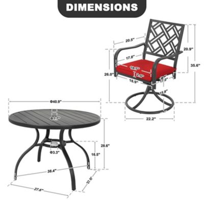 Image showing 5 th Nuu Garden 5 pc. Metal Patio Dining Set with Umbrella Hole and Swivel Chairs