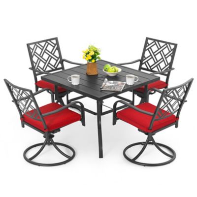 Image showing 1 th Nuu Garden 5PCS Metal Patio Dining Set with Umbrella Hole and Swivel Chairs