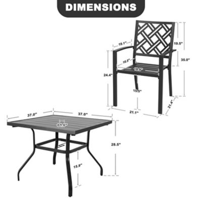 Image showing 5 th Nuu Garden Patio 5 pc. Dining Set with Umbrella Hole and 4 Stackable Chairs