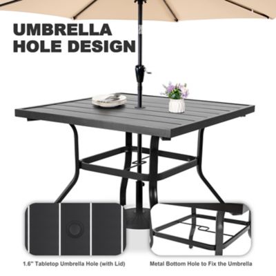 Image showing 7 th Nuu Garden Patio 5 pc. Dining Set with Umbrella Hole and 4 Stackable Chairs