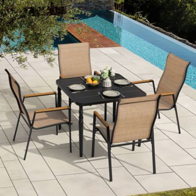 Nuu Garden Outdoor 5 pc. Textilene Dining Set with Iron Table