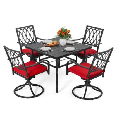 Image showing  5 pc. Metal Outdoor Dining Set with Umbrella Hole and 4 Swivel Chairs