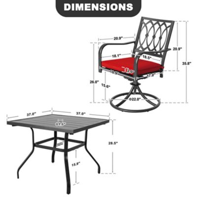 Image showing 5 th Nuu Garden 5 pc. Metal Outdoor Dining Set with Umbrella Hole and 4 Swivel Chairs