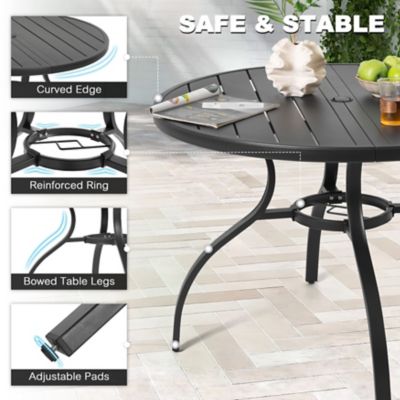 Image showing  5 pc. Patio Dining Set with Umbrella Hole, 4 Wicker Chairs