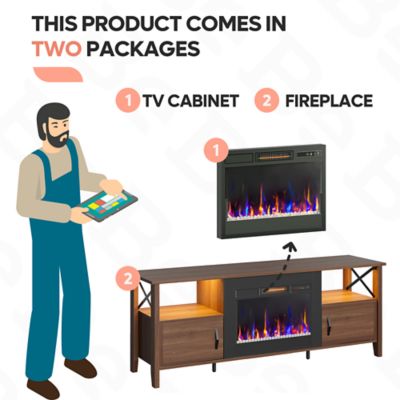 Image showing  63 in. Fireplace TV Stand with RGB Lights & Versatile Storage - Adjustable Shelves for Living Room Entertainment Center