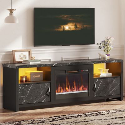 Image showing  70 in. Electric Fireplace TV Stand for TVs Up to 75 in., Modern Console with Storage & LED Lights