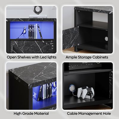Image showing  70 in. Electric Fireplace TV Stand for TVs Up to 75 in., Modern Console with Storage & LED Lights