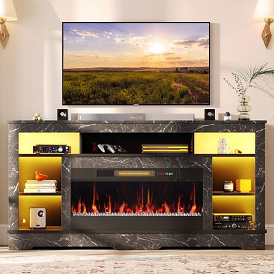 Image showing  70 in. Fireplace TV Stand with 36 in. Heater, LED Entertainment Center & Storage for 80 in. TVs