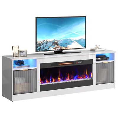 Bestier 70 in. Fireplace TV Stand for 80 in. TVs LED Media Console with 36 in. Heater & Storage Cabinet
