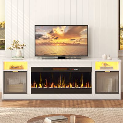 Image showing  70 in. Fireplace TV Stand for 80 in. TVs LED Media Console with 36 in. Heater & Storage Cabinet