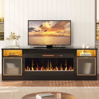 Image showing  70 in. Fireplace TV Stand for 80 in. TVs LED Media Console with 36 in. Heater & Storage Cabinet