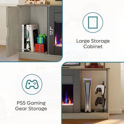 Image showing  70 in. Fireplace TV Stand with Powerful 36 in. Heater - Features Combination Storage & Entertainment Center
