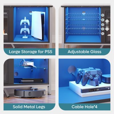 Image showing  75 in. Gaming TV Stand with RGB LED Lights & Adjustable Shelves, Media Console for PS5/Xbox, Modern Entertainment Center