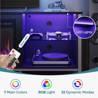 Image showing  75 in. Gaming TV Stand with RGB LED Lights & Adjustable Shelves, Media Console for PS5/Xbox, Modern Entertainment Center