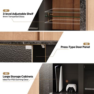 Image showing  70 in. Fireplace TV Stand with 23 in. Electric Heater, LED Lights & Extra-Large Storage Cabinet