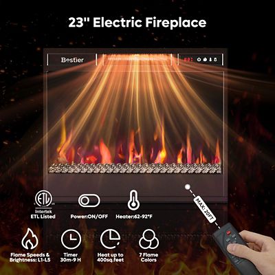 Image showing  70 in. Fireplace TV Stand with 23 in. Electric Heater, LED Lights & Extra-Large Storage Cabinet