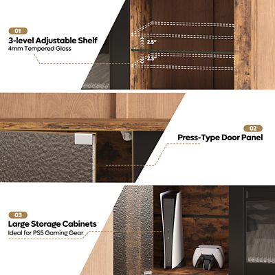 Image showing  70 in. Fireplace TV Stand with 23 in. Electric Heater, LED Lights & Extra-Large Storage Cabinet