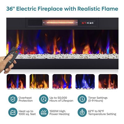 Image showing  63 in. LED Fireplace TV Stand for 70 in. TVs 23 in. Electric Fireplace & Spacious Storage, Media Console for Living Room