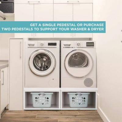 Image showing  Wooden Laundry Pedestal (White) for Washer & Dryer, 33.86 in. x 29.92 in. Universal Fit - 1 Pack