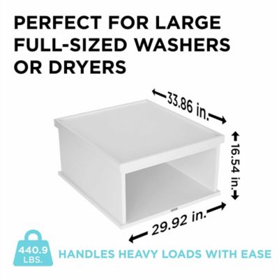 Image showing  Wooden Laundry Pedestal (White) for Washer & Dryer, 33.86 in. x 29.92 in. Universal Fit - 1 Pack