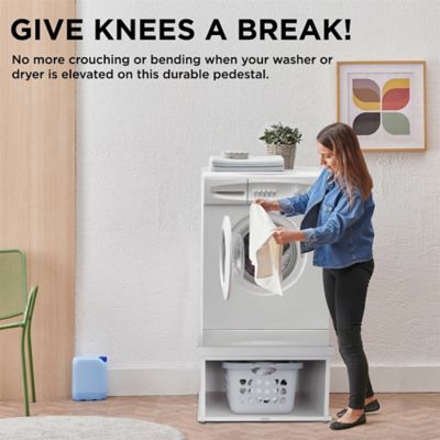 Image showing  Wooden Laundry Pedestal (White) for Washer & Dryer, 33.86 in. x 29.92 in. Universal Fit - 1 Pack