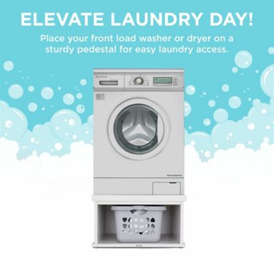 Image showing 6 th Ivation Wooden Laundry Pedestal (White) for Washer & Dryer, 33.86 in. x 29.92 in. Universal Fit - 1 Pack