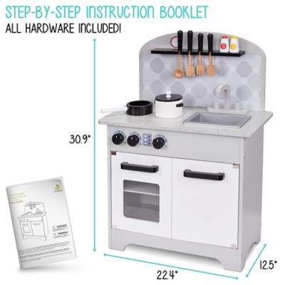 Image showing  Kids Kitchen Playset, Pretend Play Kitchen with Pot & Pan, Utensils & Shakers - Gray