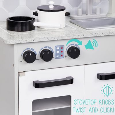 Image showing  Kids Kitchen Playset, Pretend Play Kitchen with Pot & Pan, Utensils & Shakers - Gray