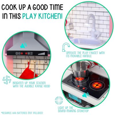 Image showing  Small Kids Kitchen Playset, Pretend Kids Wooden Kitchen with Stovetop, Oven & More