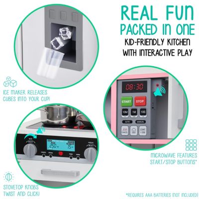 Image showing 7 th Lil' Jumbl Small Kids Kitchen Playset, Pretend Kids Wooden Kitchen with Stovetop, Oven & More