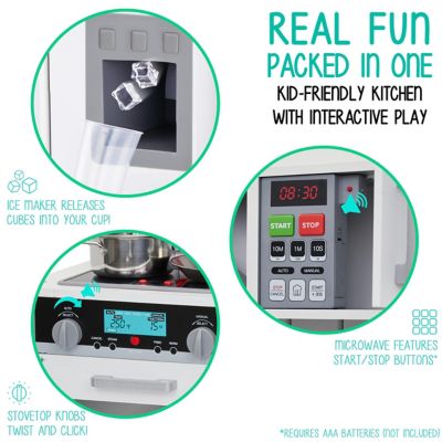 Image showing 7 th Lil' Jumbl Small Kids Kitchen Playset, Pretend Kids Wooden Kitchen with Stovetop, Oven & More, white