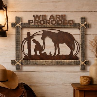 Image showing  ProRodeo Cowboy Metal & Wood Wall Art - Rustic Western Decor