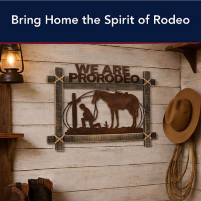 Image showing  ProRodeo Cowboy Metal & Wood Wall Art - Rustic Western Decor