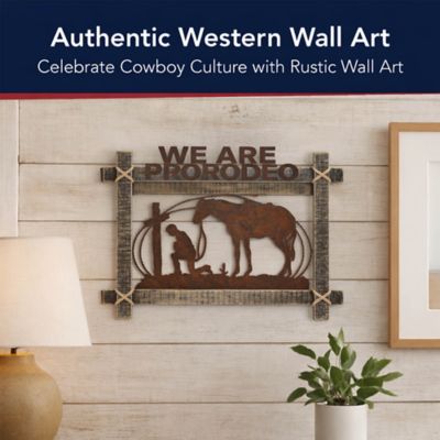 Image showing  ProRodeo Cowboy Metal & Wood Wall Art - Rustic Western Decor