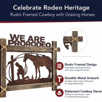 Image showing  ProRodeo Cowboy Metal & Wood Wall Art - Rustic Western Decor