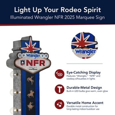 Image showing  Wrangler NFR 2025 LED Metal Marquee Sign - Western Wall Decor