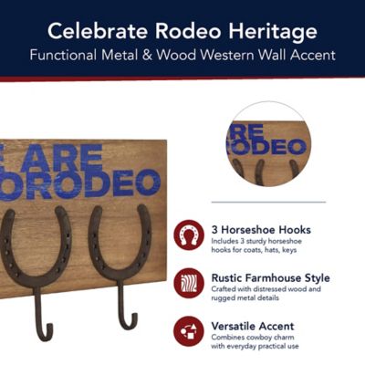 Image showing  Rustic Pro Rodeo Horseshoe Metal Wall Decor with Hooks