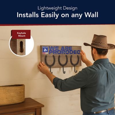 Image showing 5 th American Art Decor Rustic Pro Rodeo Horseshoe Metal Wall Decor with Hooks